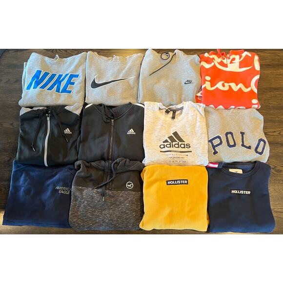 Men’s Streetwear M Hoodie & Crewneck Sweater Bundle (12 Pieces) - Picture 1 of 12